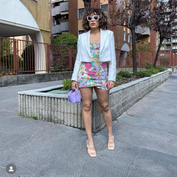 ZARA 2 Piece Floral Crop Top And Skirt - Picture 2 of 3